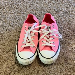 Hot pink converse shoes